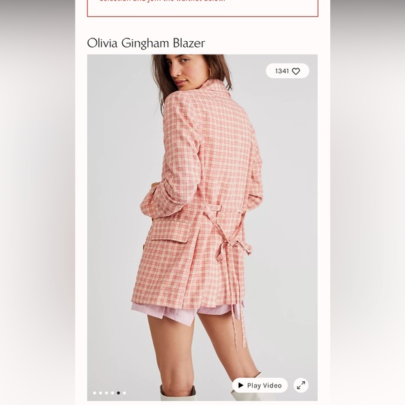Free people Olivia gingham blazer size XL NWT - Picture 2 of 9